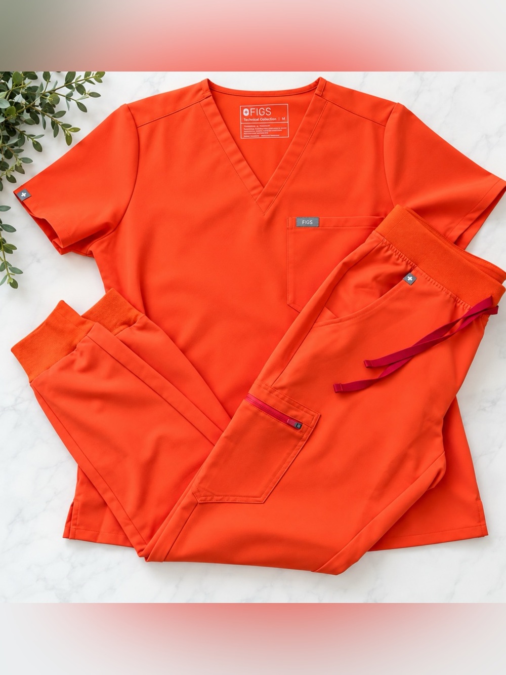Figs Zamora jogger SET orange S/M fiery coral